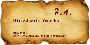 Hirschbein Avarka névjegykártya